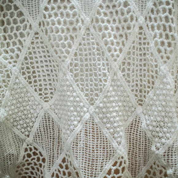 Off White Cotton Crochet Knit Flare Crop top (M) - NWOT - Picture 6 of 8